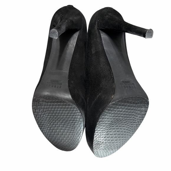 Stuart Weitzman Black Suede & Stretch Fabric Platform Pumps Size 8 - Picture 7 of 11